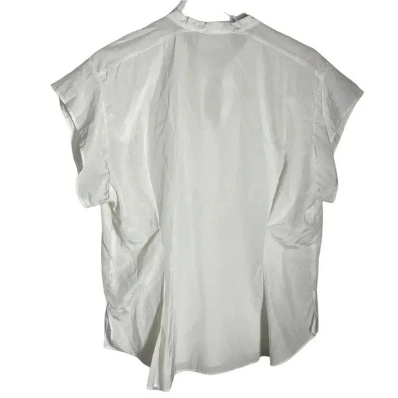 ENRICA Japan size 38 (Small) white blouse ties at neck silk cotton blend top - Picture 4 of 8